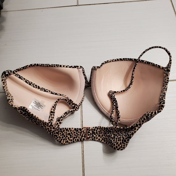 Shade & Shore Padded Push Up Bikini Top 34DD Bottoms M Leopard Print Ribbed Swim - Picture 8 of 16